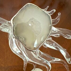 Handmade Brazilian Drusy Agate Sterling Ring